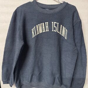 MV Sport Kiawah Island Gray Ribbed Sweatshirt Men’s Large Crewneck Pullover